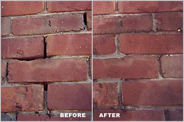 Brick pointing before and after